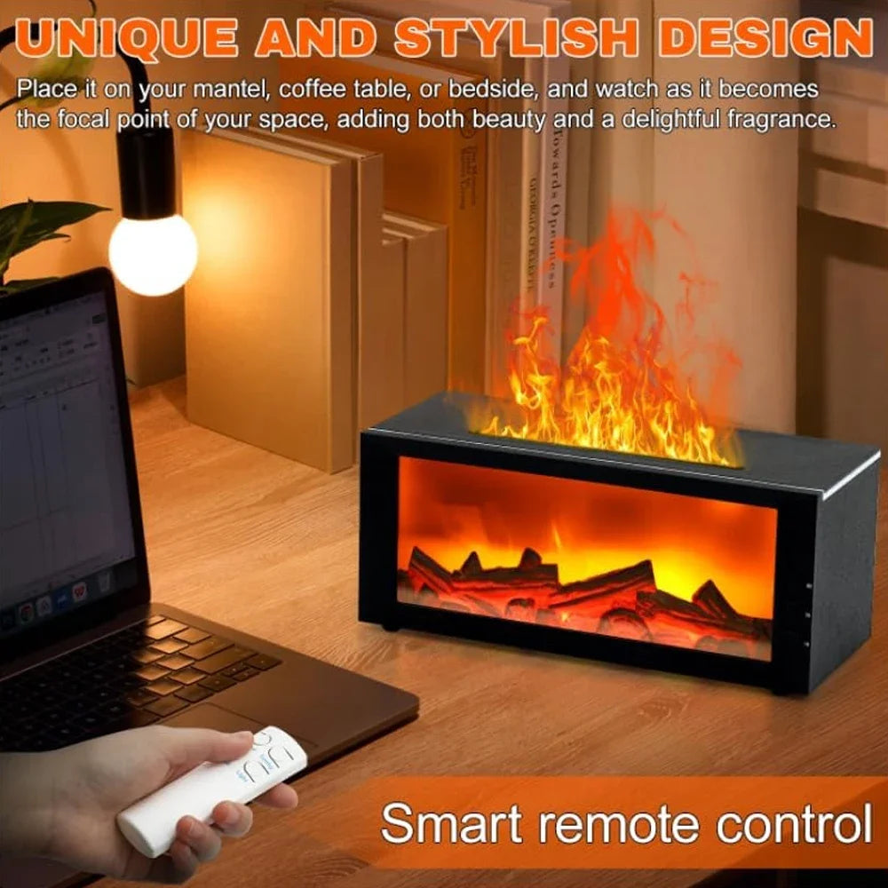 Upgraded 300ml Fireplace Diffuser Essential Oil 7 Colorful Large Flame Fire Humidifier Changing Aroma Diffuser for Aromatherapy