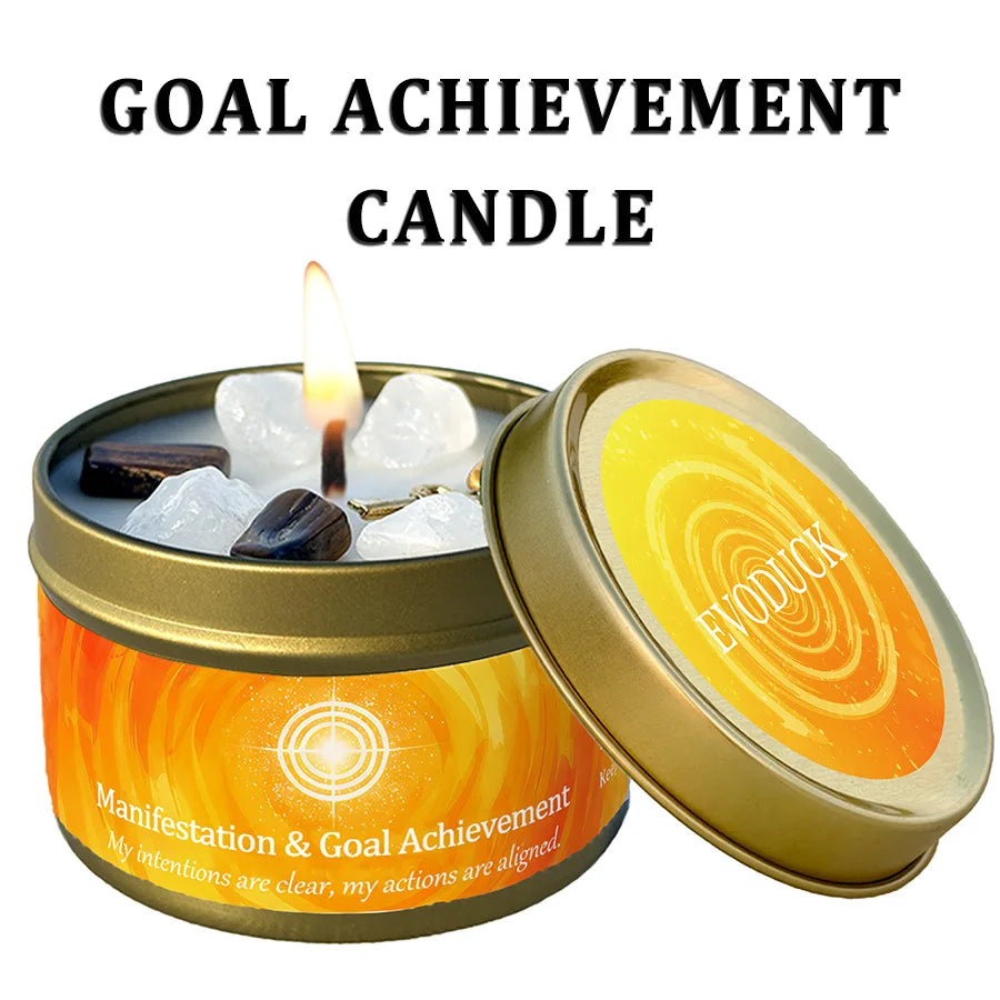 Lavender Chamomile Crystal Scented Candle Peace Calm Aromatherapy Candle Meditation Relaxation Room Decor 3oz Tin