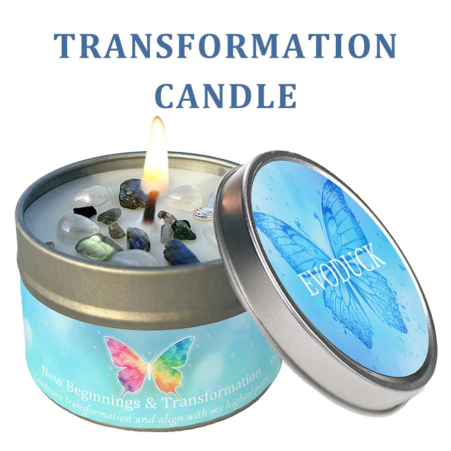 Lavender Chamomile Crystal Scented Candle Peace Calm Aromatherapy Candle Meditation Relaxation Room Decor 3oz Tin