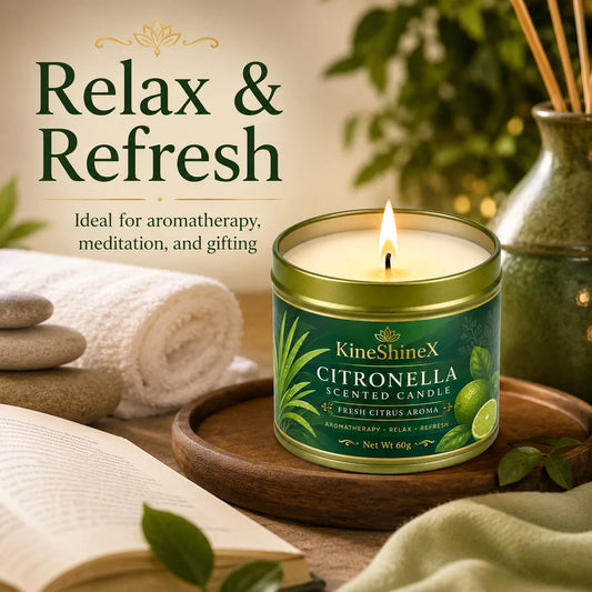 Citronella Scented Candle 60g–Fresh Citrus Aroma, Aromatherapy Relaxation, Up to 15H Burn Time, Clean Soot-Free for Indoor Outdoor