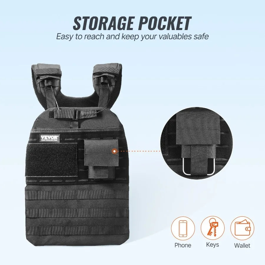 40lb Adjustable Weighted Vest for Men Women Black Fitness Training Jacket for Strength Endurance Running Jogging Walking Workout