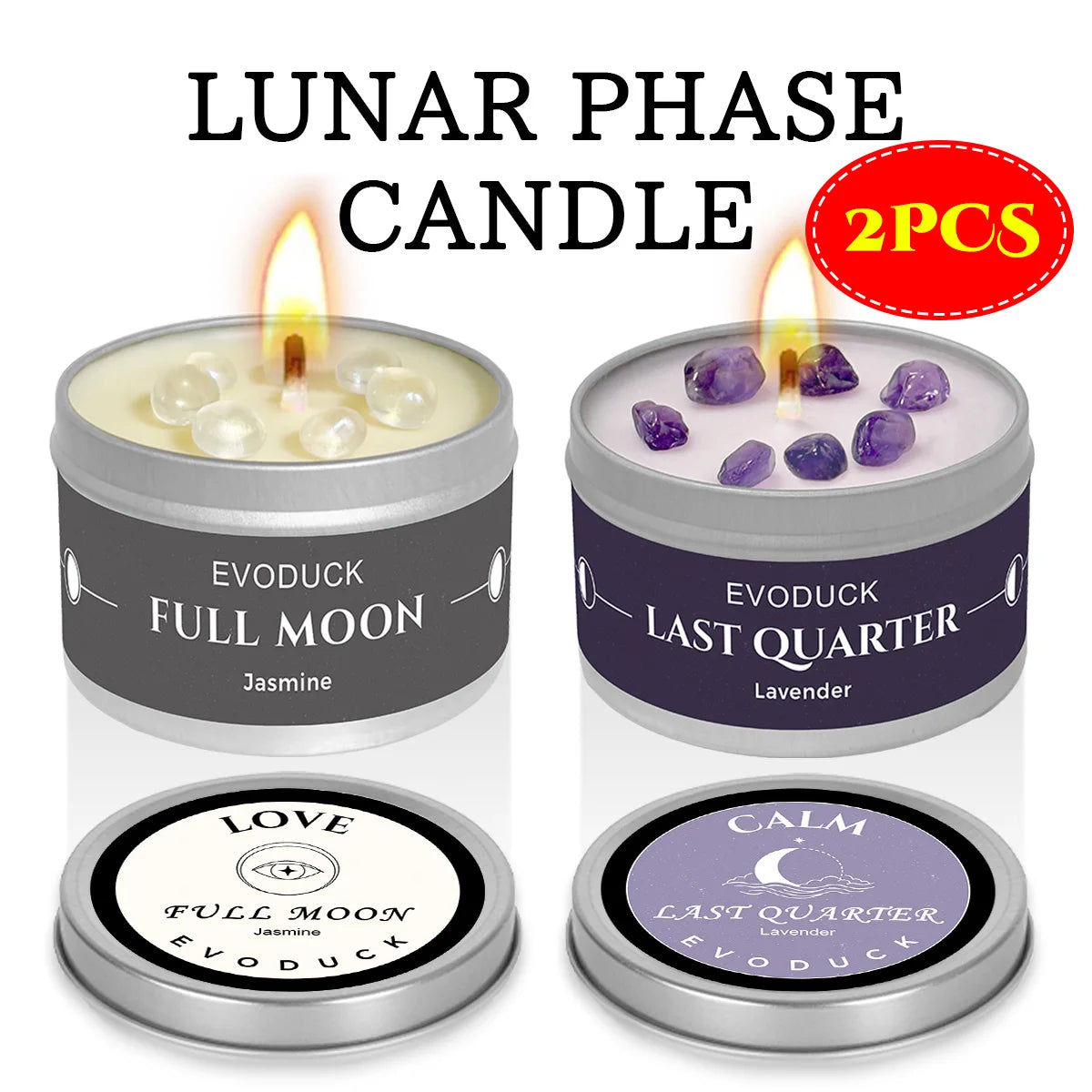 1pc EVODUCK New Moon Scented Candles 3oz Energy Boosting White Sage Scented Candle