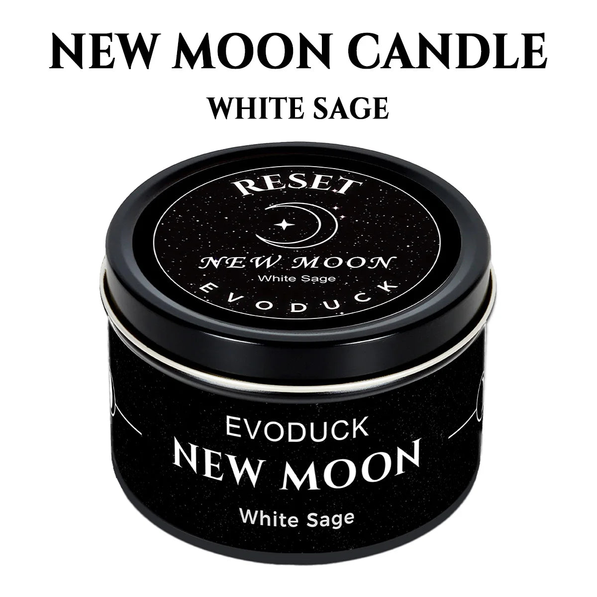 1pc EVODUCK New Moon Scented Candles 3oz Energy Boosting White Sage Scented Candle