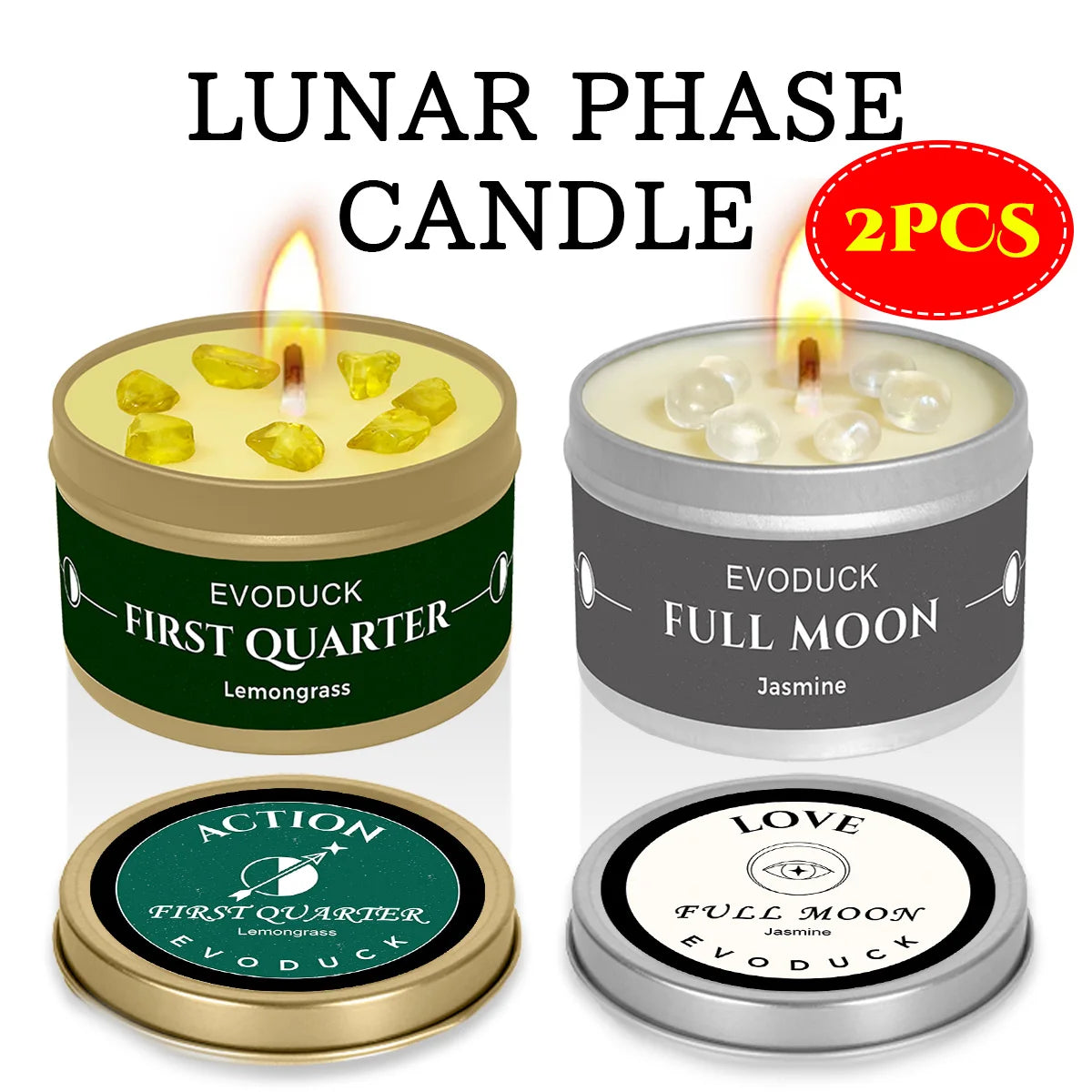 1pc EVODUCK New Moon Scented Candles 3oz Energy Boosting White Sage Scented Candle