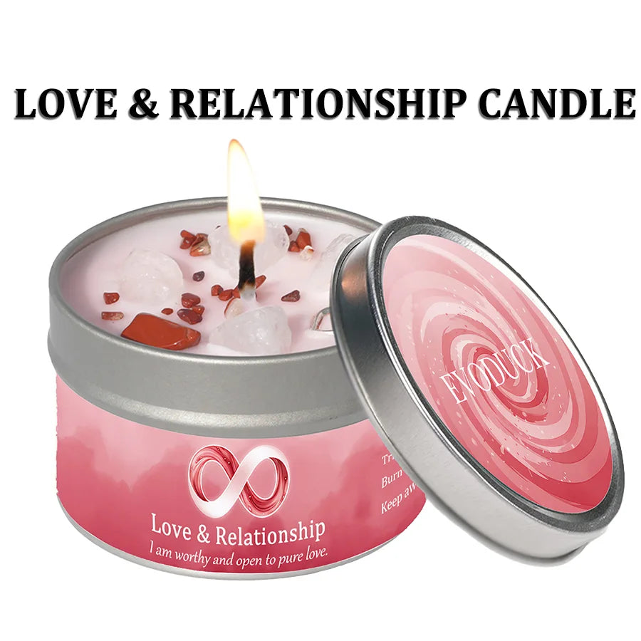Lavender Chamomile Crystal Scented Candle Peace Calm Aromatherapy Candle Meditation Relaxation Room Decor 3oz Tin